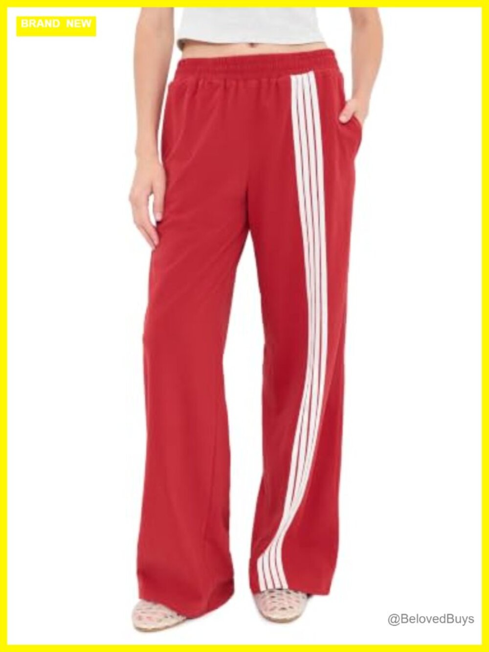 Women's Mid-Weight Stretch Jersey Track Pants High Rise Cuffed Loose Fit